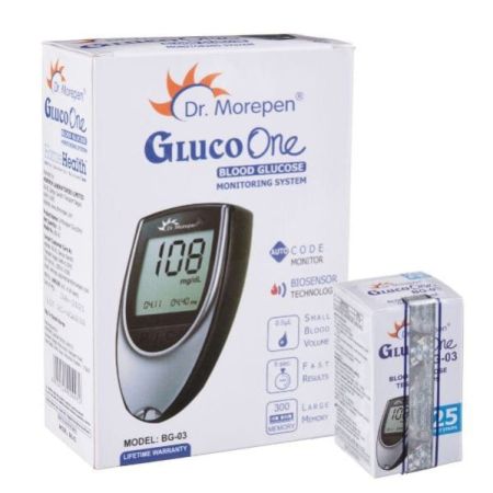 Dr. Morepen GlucoOne Blood Glucose Monitor (BG 03) + Blood Glucose Test Strips 25's