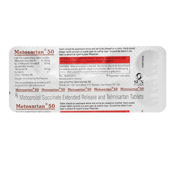 Metosartan 50mg Tablet 10'S