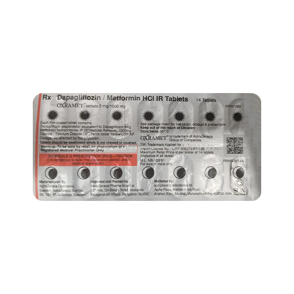 Oxramet 5/1000Mg Tablet 14's