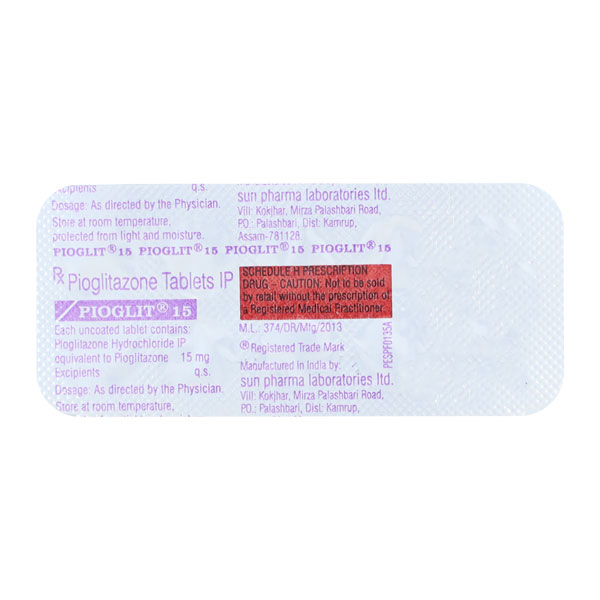 Pioglit 15mg Tablet 10'S