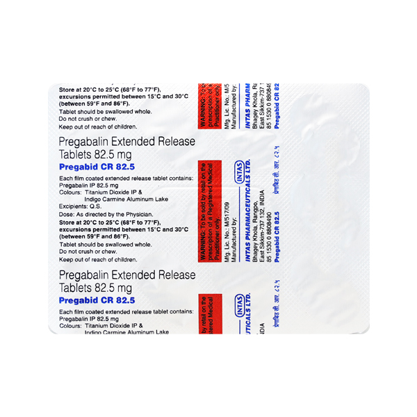 PREGABID CR 82.5 Tablet 10's