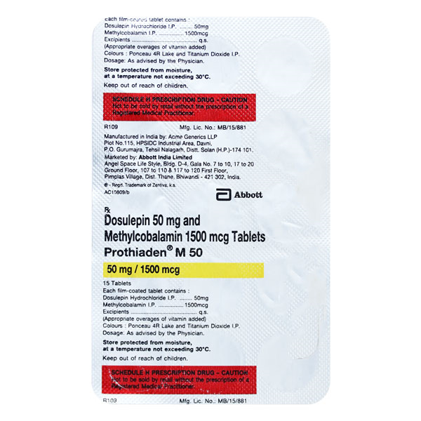Prothiaden M 50mg/1500mcg Tablet 15'S