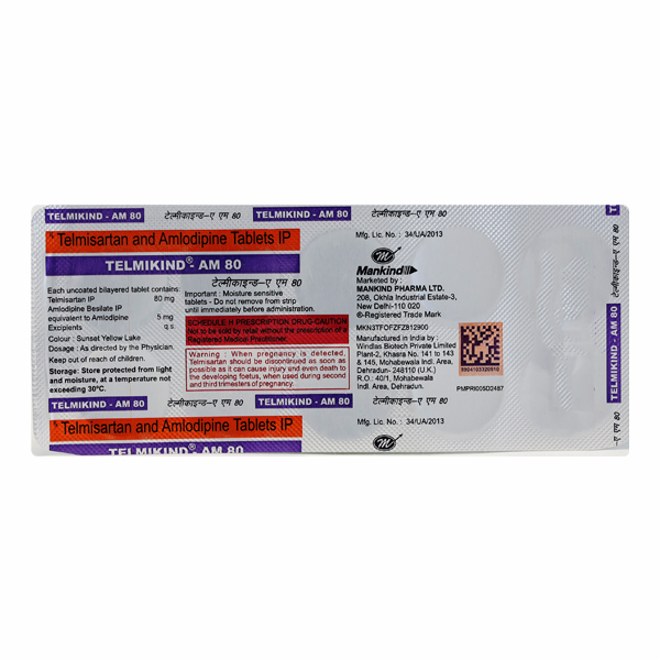 Telmikind AM 80mg Tablet 10'S