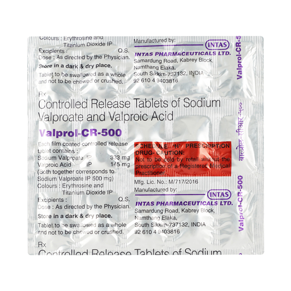 Valprol CR 500mg Tablet 15'S