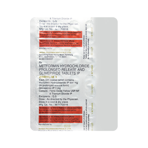 Zoryl M 1mg Tablet 20'S